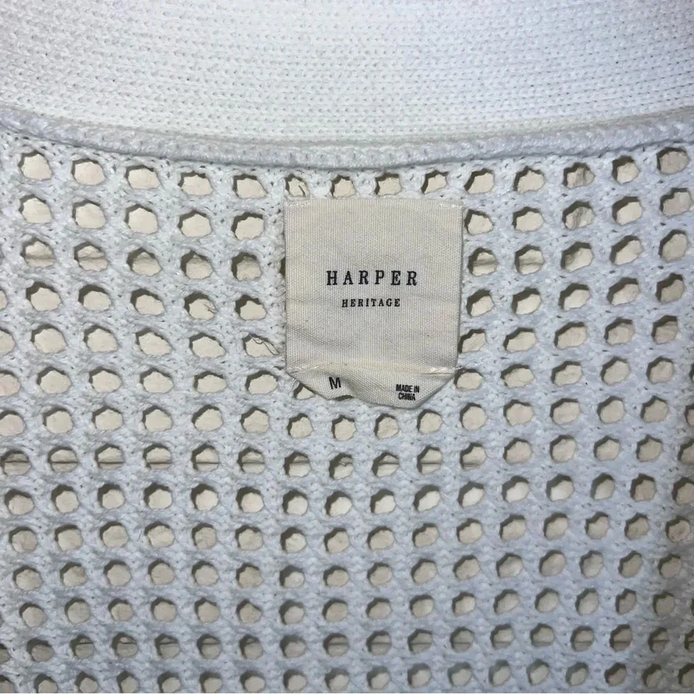 Harper Heritage White Long Sleeve Open Knit Cardigan, Women’s Size Medium